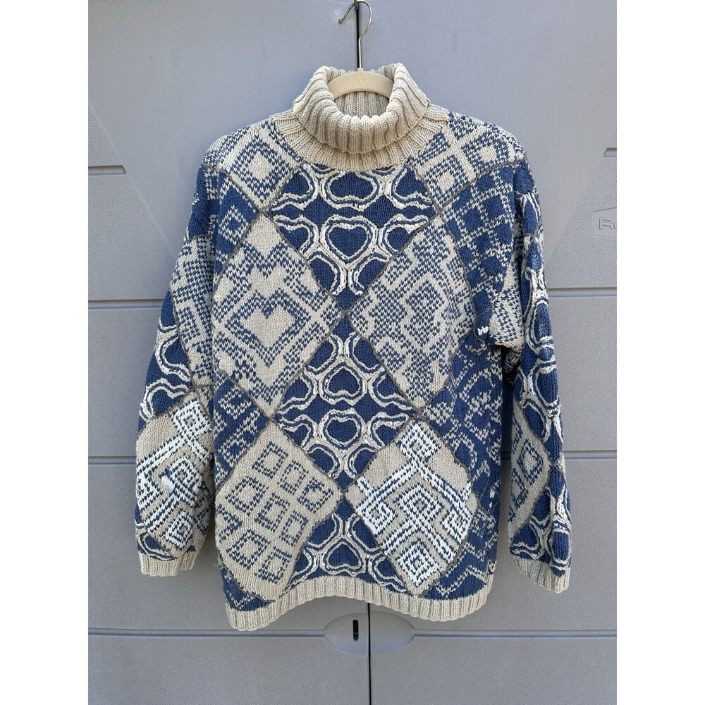 Vintage Express Tricot Ladies Turtleneck Sweater Ramie Cotton Sz M Cosby Grandpa